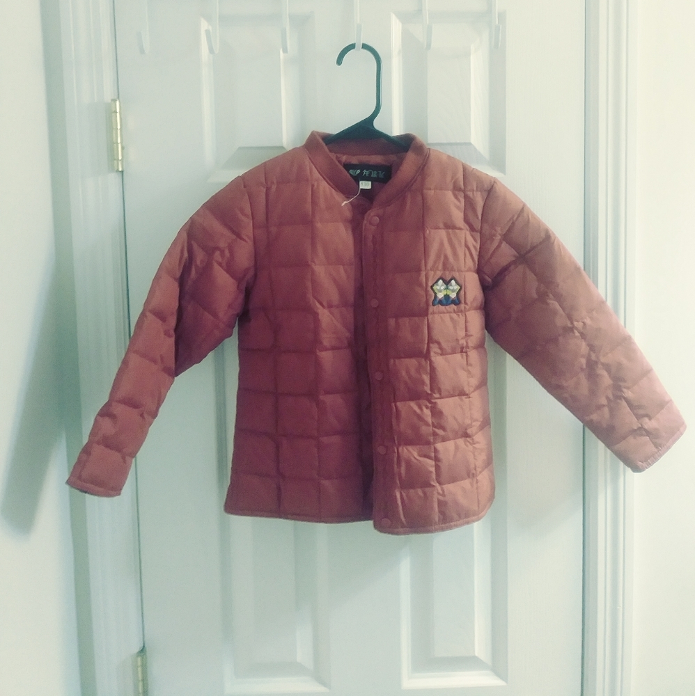 Ultraman Kids Quilted Down Jacket 19×14×19 Salmon Colored W/Double Ultraman Logo